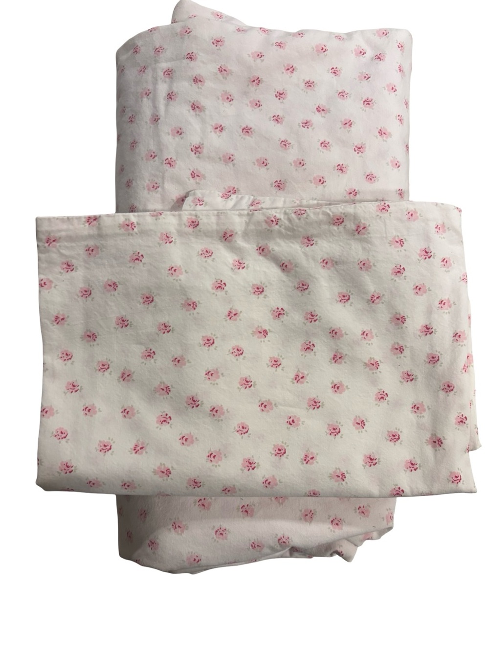 Simply Shabby Chic Flat Sheet FULL + Pillowcase Pink Rosebud Cotton Cottagecore